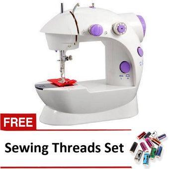 2-Speed Mini Electric Sewing Machine Kit (White / Lavender) with FREE 12 Sewing Threads