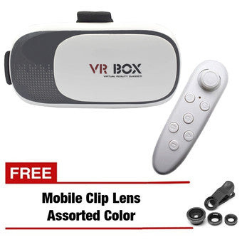 VR BOX 2 Virtual Reality 3D Glasses with Remote with Free 3-in-1 Clip Lens