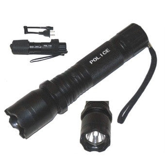 Rechargeable Police Flashlight with Stun Gun Taser (Black)