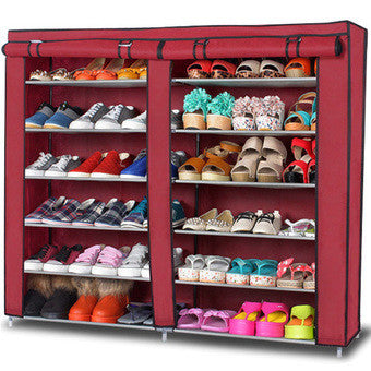 D&D High Quality Double Capacity 6 Layer Shoe Rack Shoe Cabinet (Red)